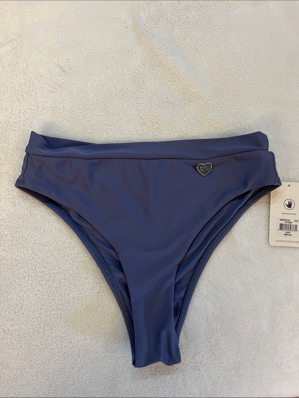 Body Glove Brand New Heart-Accent High Leg Cornflower Blue Bikini Bottom
